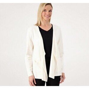 Isaac Mizrahi Live! Essentials Pima Cotton Cardigan Sea Salt Size 2X